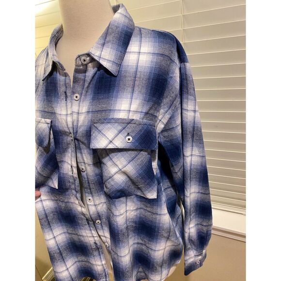 dā-sh Blue White Plaid Flannel Shirt M (est.) - Picture 6 of 9
